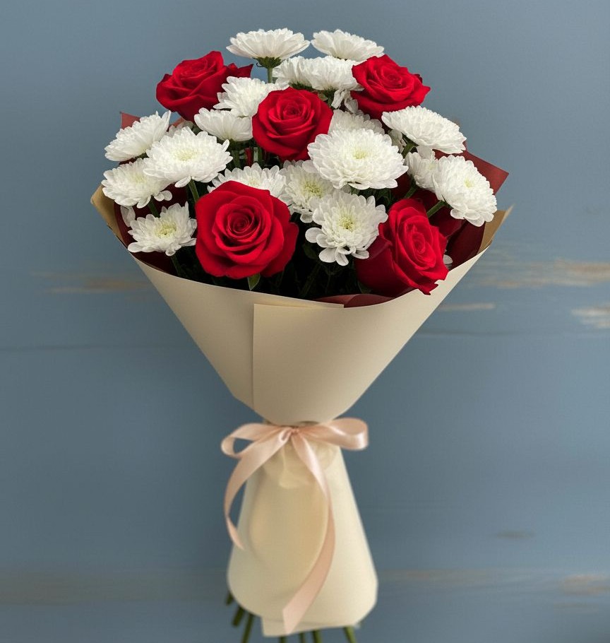 Букет цветов из: Розы и Хризантемы в Солдатской