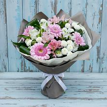 Букет цветов из:  Герберы, Альстромерии и Хризантемы #REPLACE_PRED# Солдатской