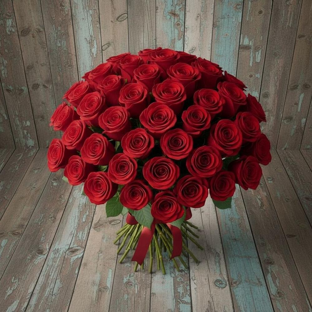 Букет 55 Красных роз Фридом в Солдатской