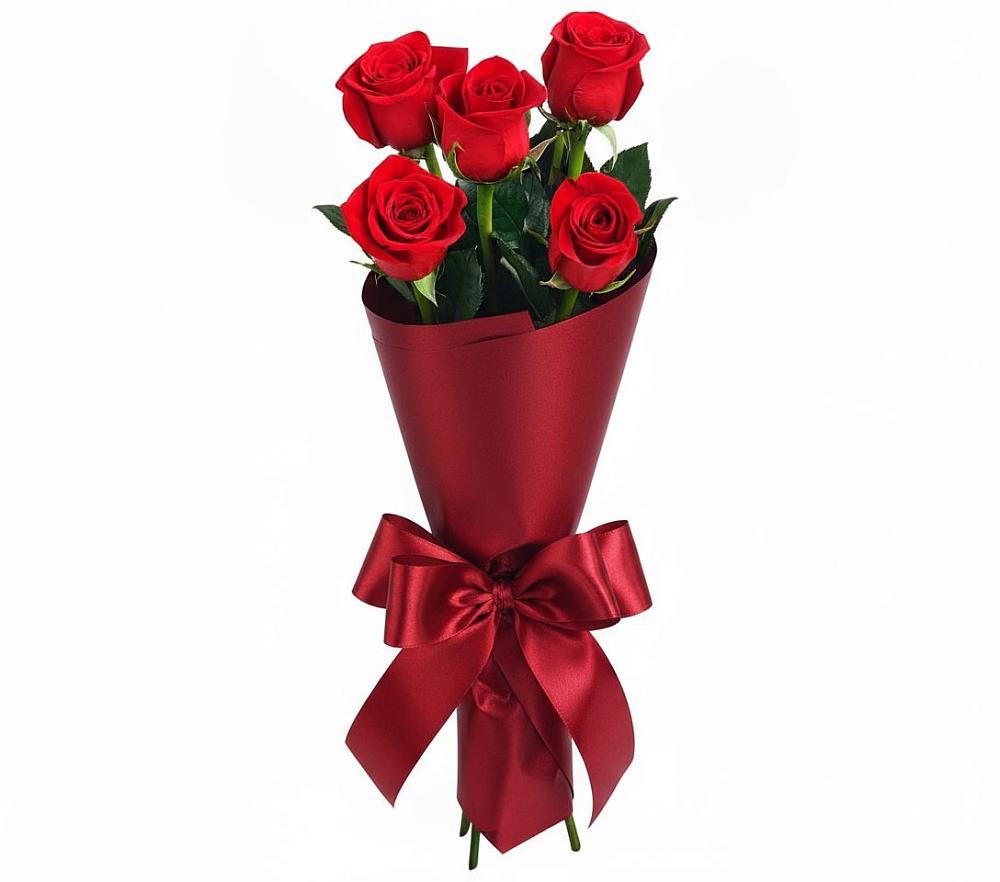 Букет 5 Красных роз Эдлесс Лав в Солдатской