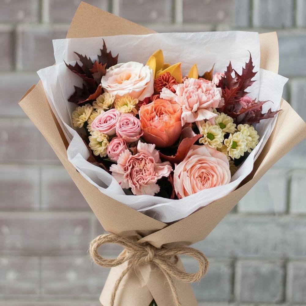 Букет цветов из: Гвоздики, Хризантемы и Розы в Солдатской