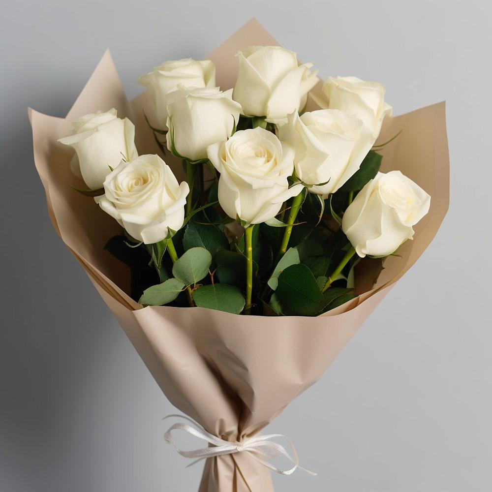 Букет 9 Белых роз Эдлесс Лав в Солдатской