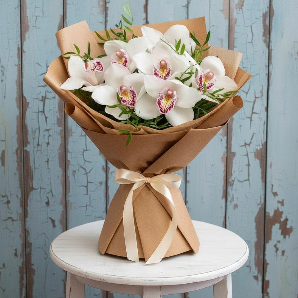 Букет цветов из: Орхидеи и Розы в Солдатской