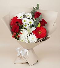 Букет цветов из:  Розы, Хризантемы, Герберы и Лилии в Солдатской