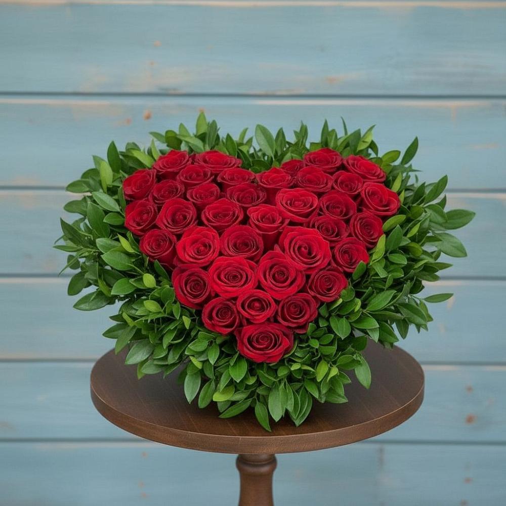 Цветочная композиция из Розы в виде сердца в Солдатской