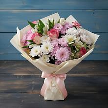 Букет цветов из:  Хризантемы, Альстромерии и Розы в Солдатской