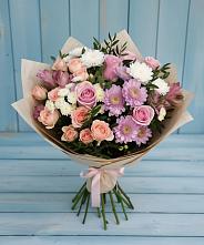 Букет цветов из:  Хризантемы, Розы и Альстромерии #REPLACE_PRED# Солдатской