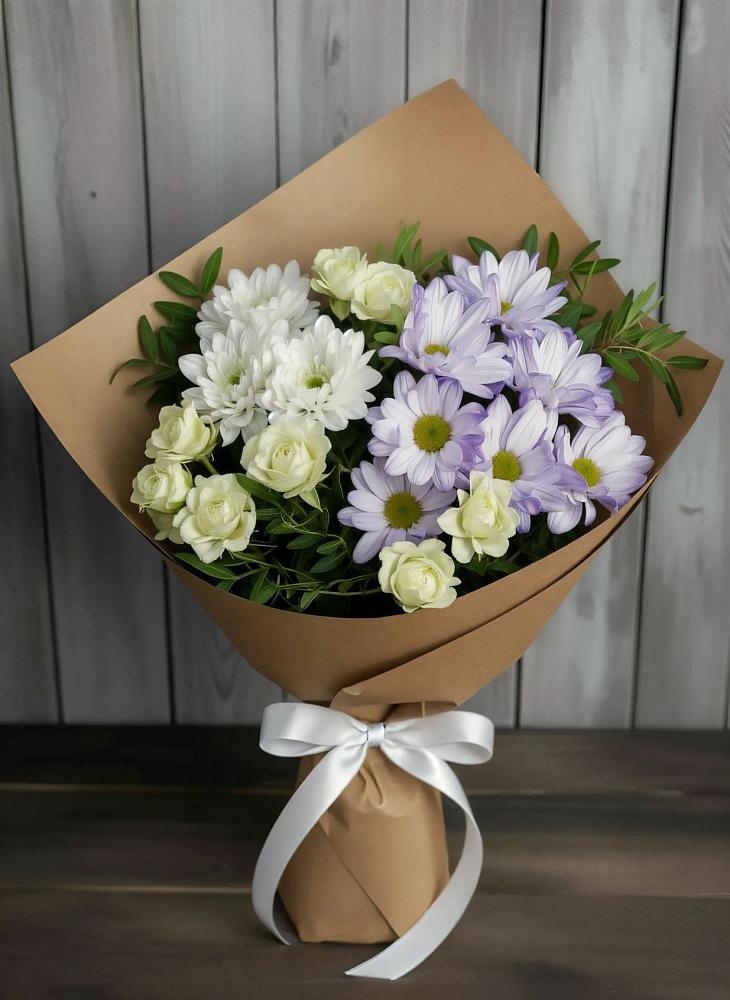 Букет цветов из: Хризантемы и Розы в Солдатской